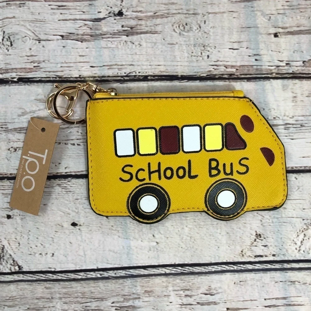 School Bus Key Chain Wallet ID Holder‎